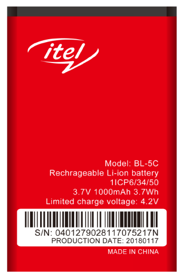 Batterie Itel BL-5C – Rouge