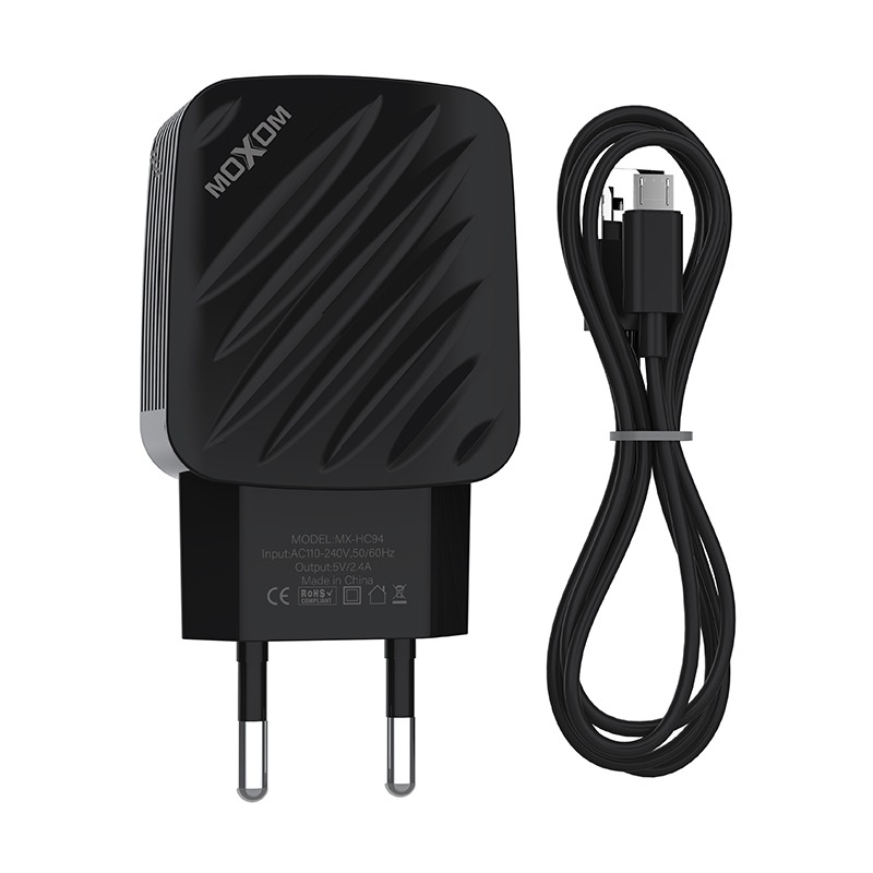 Chargeur Moxom MX-HC94 2.4A micro-USB noir